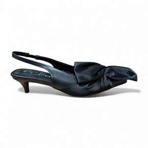 Cape Robbin Lisandra Oversized Bow Kitten Heel Slingback Pumps 7.5 Party Event